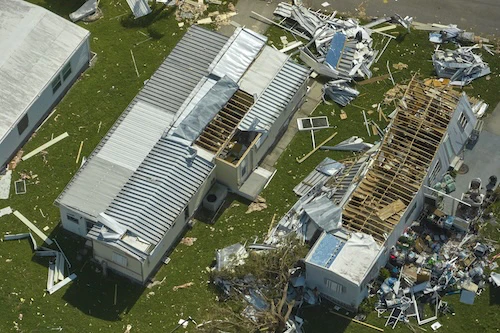 Weather event damage from above.